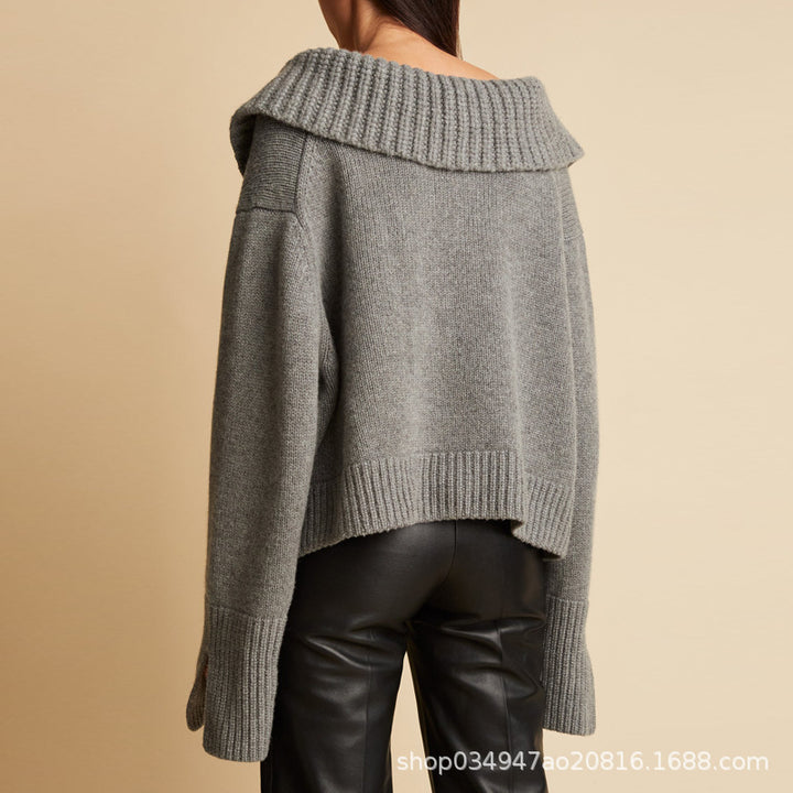 Dame sweater med vid hals og stribet design Stilla