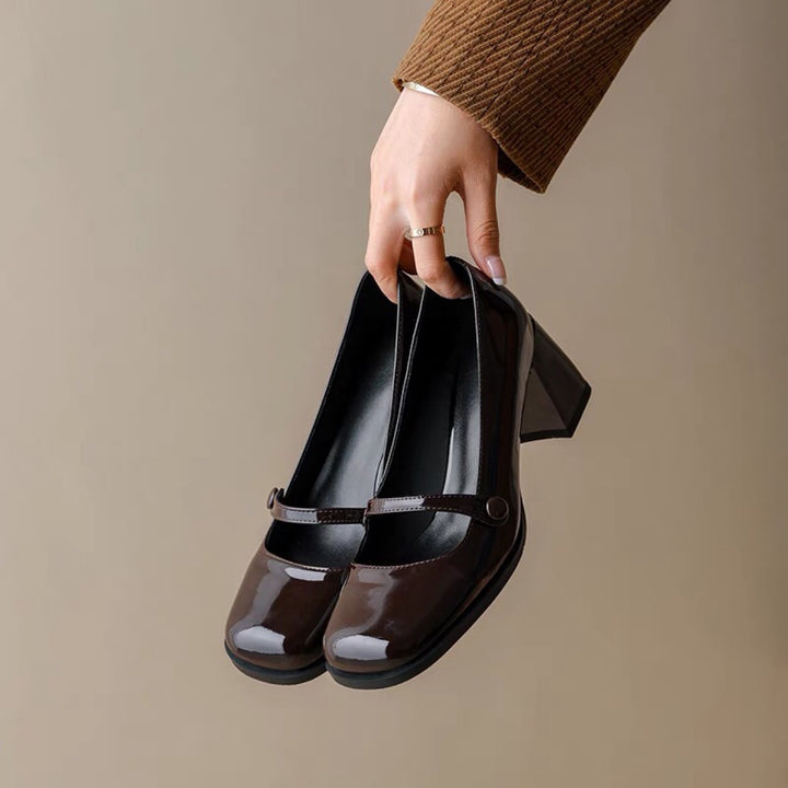 Dame High-Heel Mary Jane Pumps med glitrende overflade og komfortabel fodseng Stilla