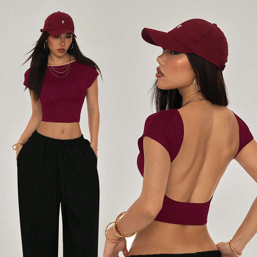 Dame Crop-top med bred udskæring og tætsiddende pasform Skovae
