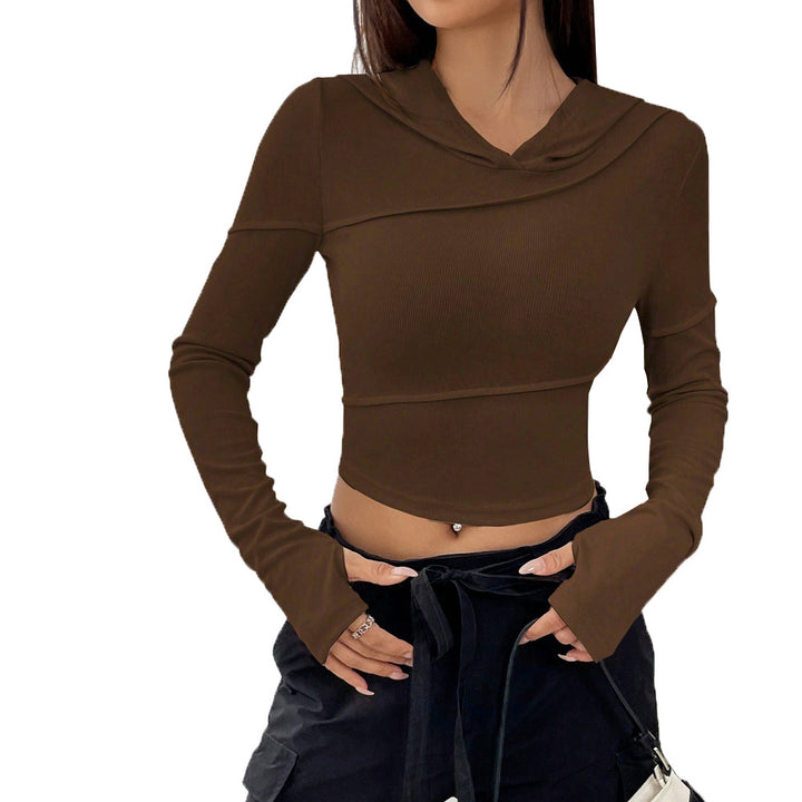 Kvinders crop top med elegant hætte-design og lange ærmer Stilla