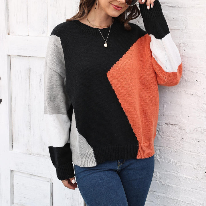 Damer moderigtig sweater med geometrisk mønster og farverige accenter Stilla