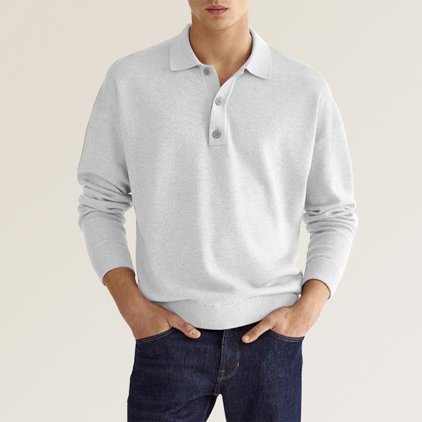 Herre Sweatshirt med polokrave og knapliste Stilla
