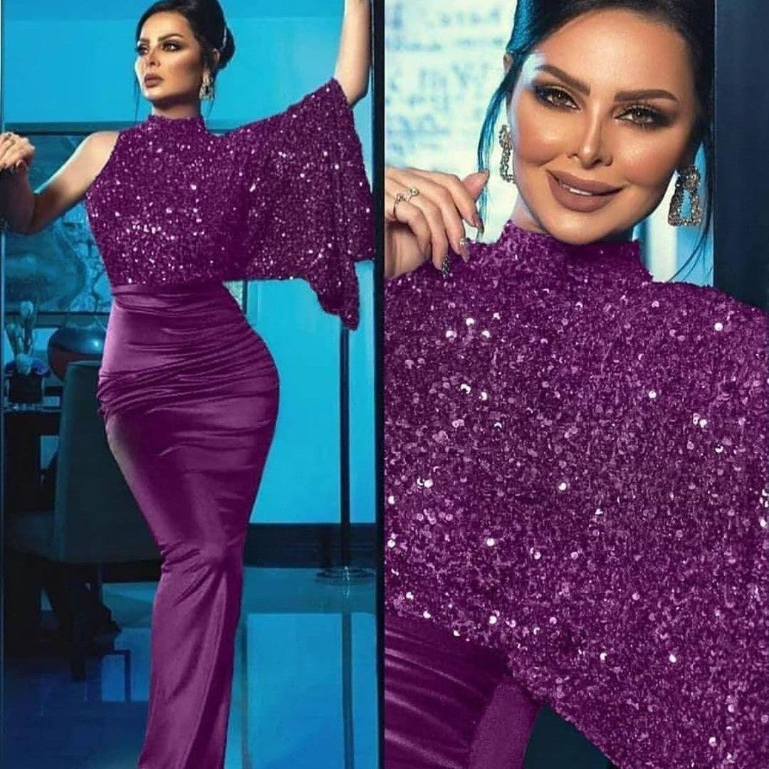 Dame Glamourøst Aftenkjole med glitrende palettop og tætsiddende nederdel Stilla