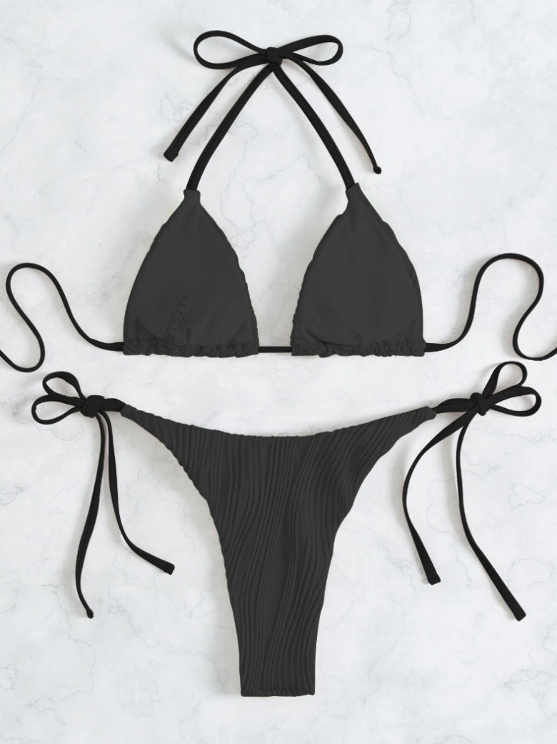 Dame bikini-sæt med justerbare stropper og stribemønster Stilla