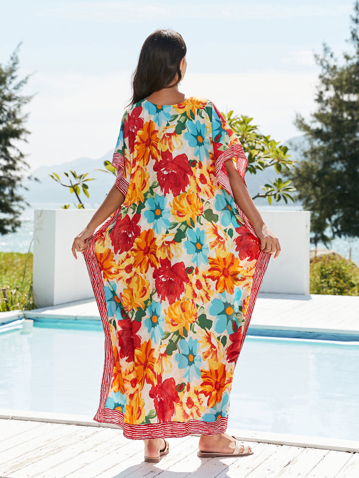 Dame Maxi-Kaftan med livlige blomster mønstre og bred pasform Stilla