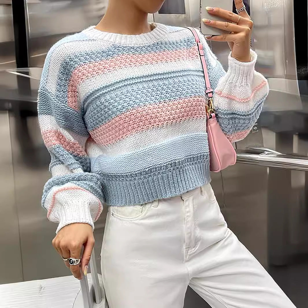 Dame moderigtige sweater med unik stribedesign og afslappet snit Stilla