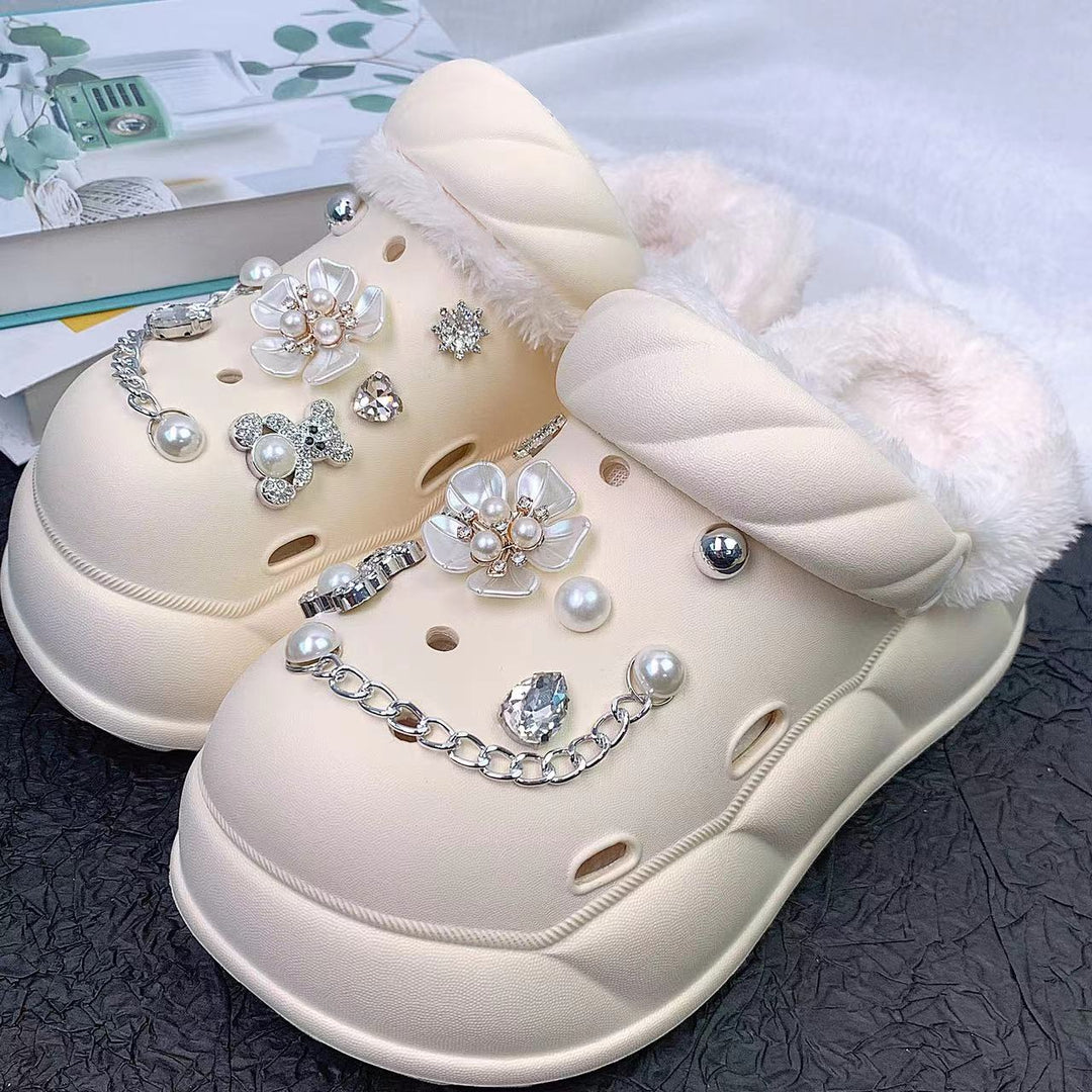 Dame Mode Clogs med dekorativt Smykke Stilla