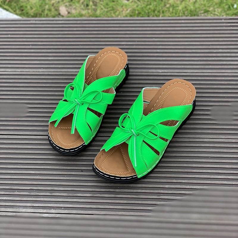 Dame Komfortable Slip-On Sandaler med modigt Sløjfe-Design Stilla