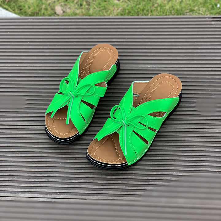 Dame Komfortable Slip-On Sandaler med modigt Sløjfe-Design Stilla