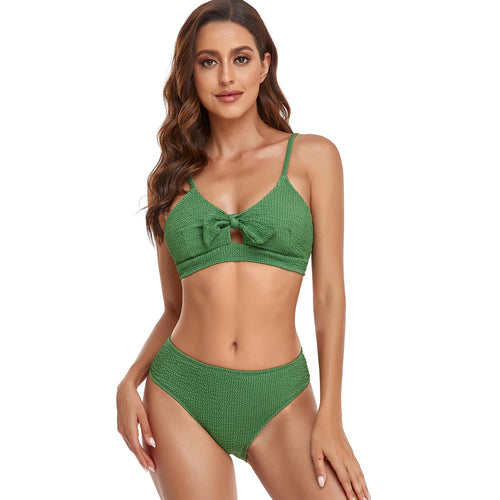 Dame bikini sæt med legesygt knude og højt skåret underdel Skovae