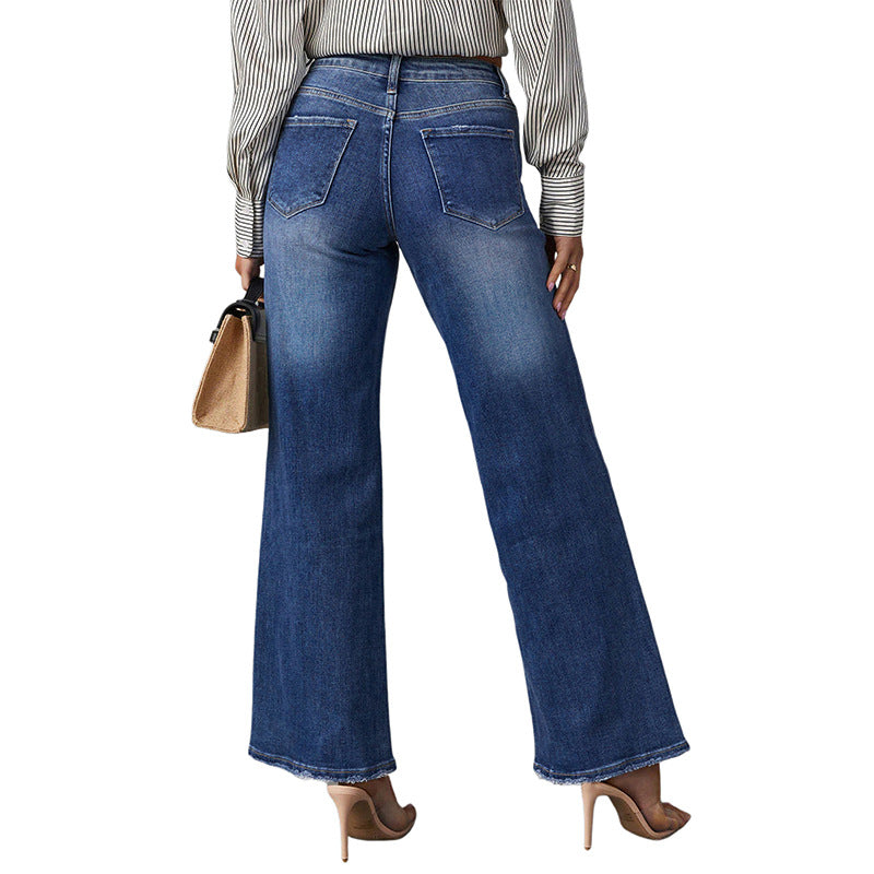 Dame Højtskåret Denim-Jeans i casual Bootcut-stil med moderne vask Stilla