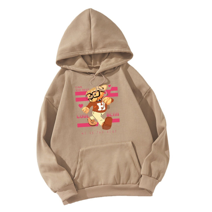Damehoodie med sjove bjørnemotiver og unikt grafisk print Skovae