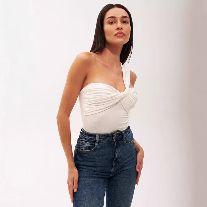 Dame grafisk bodysuit med asymmetrisk strop Stilla
