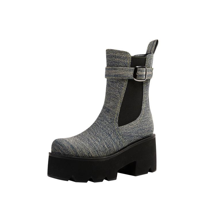 Femme Chunky Heel Ankle Boots med dekorativt spænde-detalje Stilla