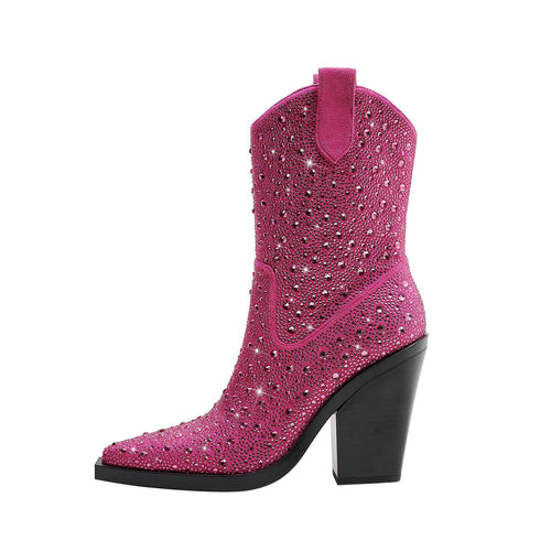 Femme Dekorerede Cowgirl Stiletto Støvler Stilla