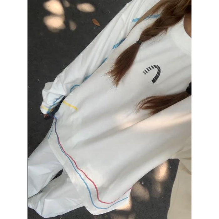 Kvinders afslappede oversized sweatshirts med farverige accentstriber Stilla