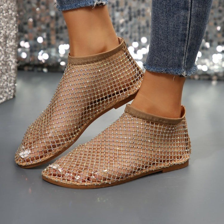 Dame net sandaler med funkende rhinsten Stilla