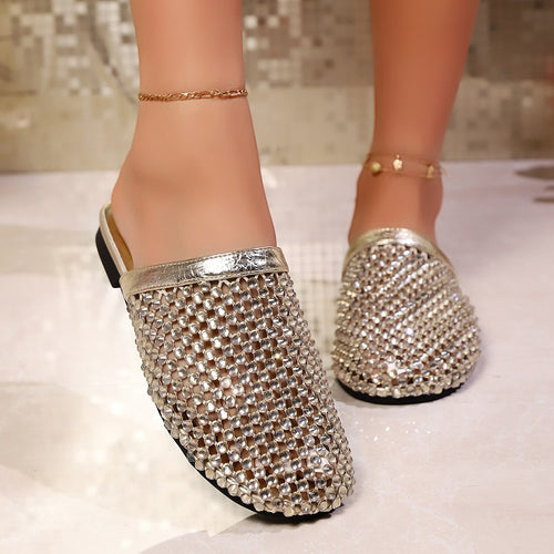 Dame Glamourøse Strass-Flat-Slipper Stilla