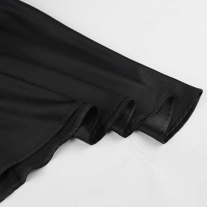 Dame Midi-kjole med elegant slipsdesign og blødt svajende kant Stilla
