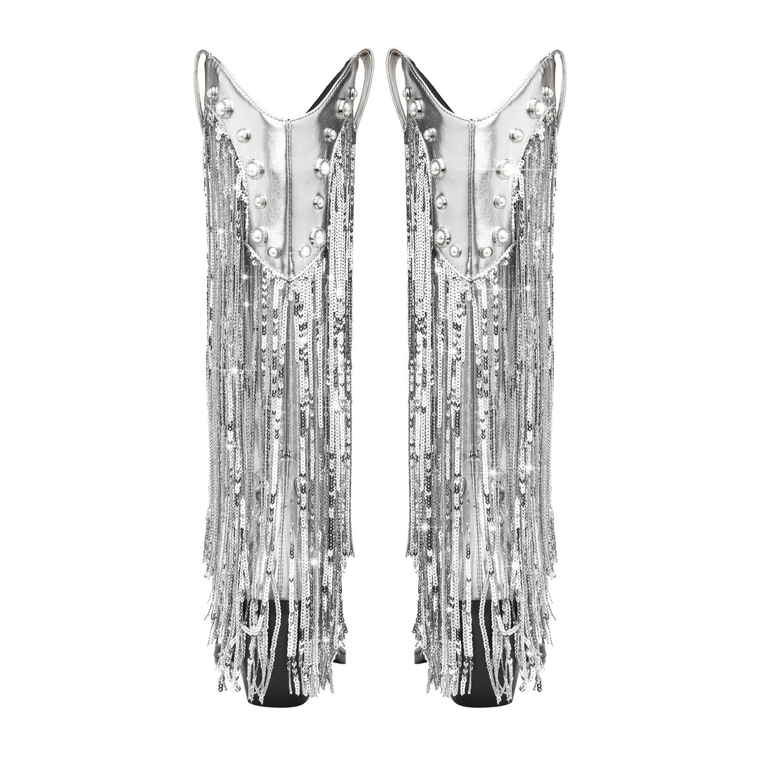 Femme Statement Fringed Cowboy Støvler Stilla