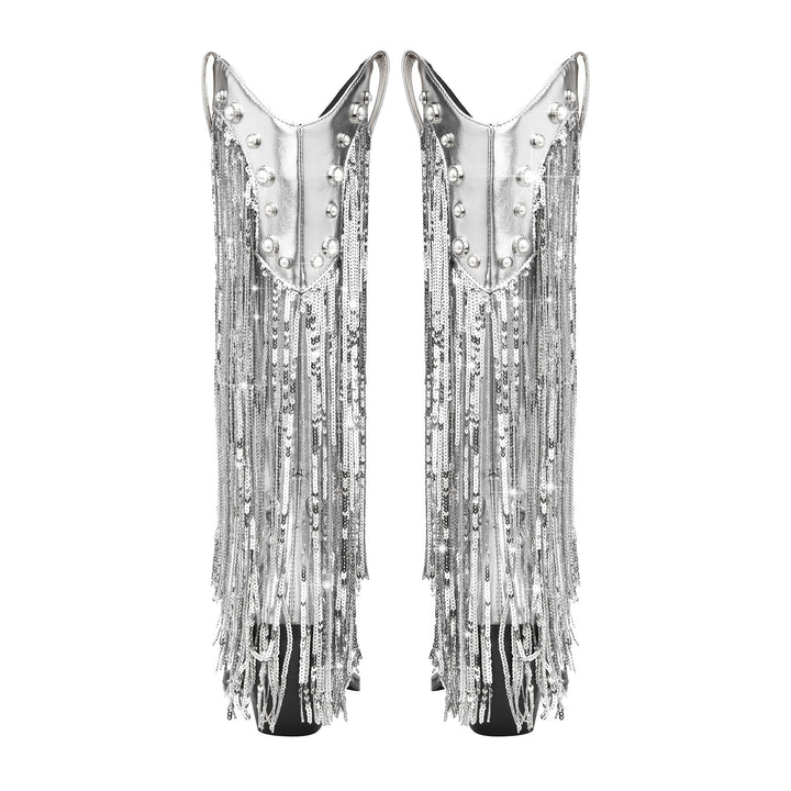 Femme Statement Fringed Cowboy Støvler Stilla