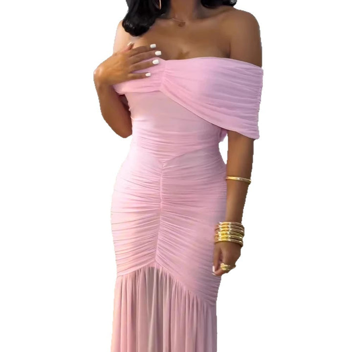 Dame Off-Shoulder Maxikjole med elegant rynkeeffekt Skovae
