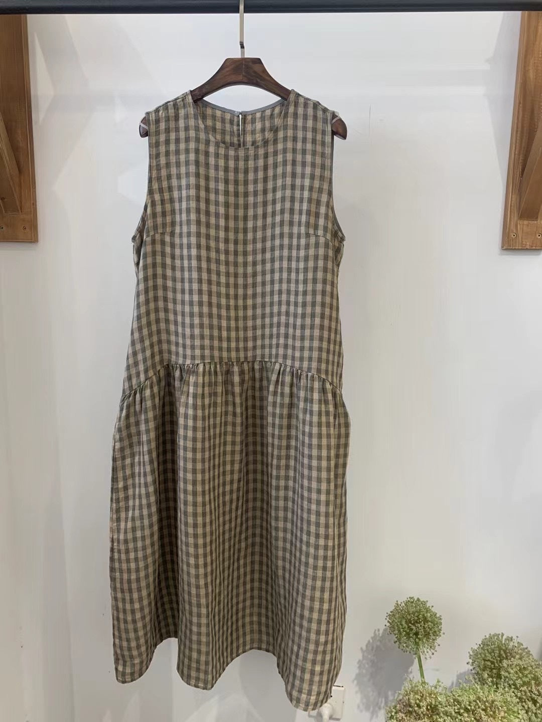 Femme Gingham Check Ærmeløst Kjole Stilla