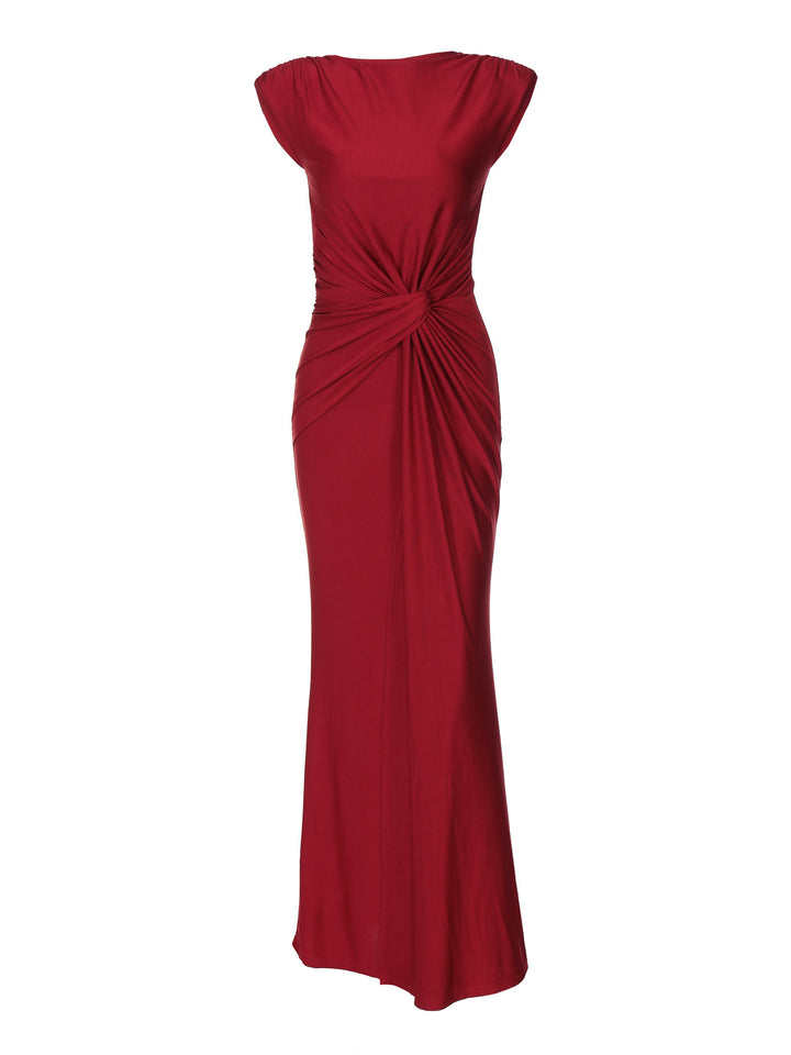 Dame Elegant Maxi-Kjole med draperet top og figursyet design Stilla