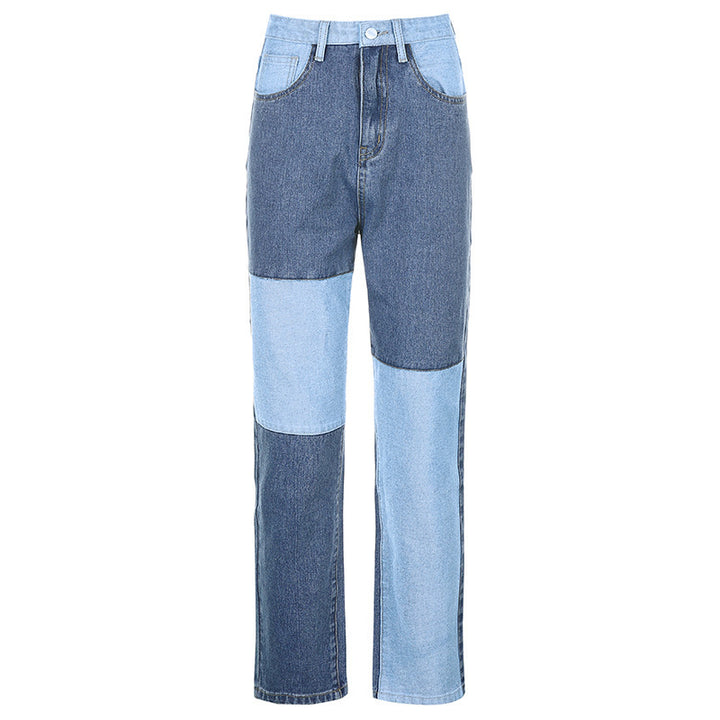 Dame Højskårne Jeans i trendy Patchwork-Design Stilla