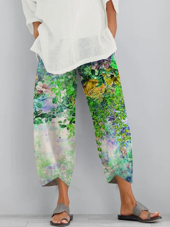 Stilla | Trendy Print Split Ni-Punkt Bukser