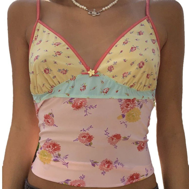 Dame Floral Print Spaghetti-Rem Top Stilla