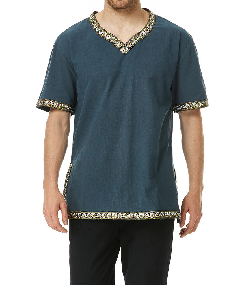Herrer Broderet V-hals Tunika-top Stilla