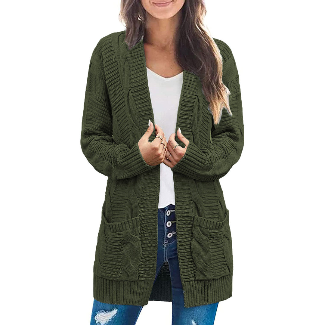 Kvinders chunky strik cardigan med lommer og struktureret stiklook Stilla