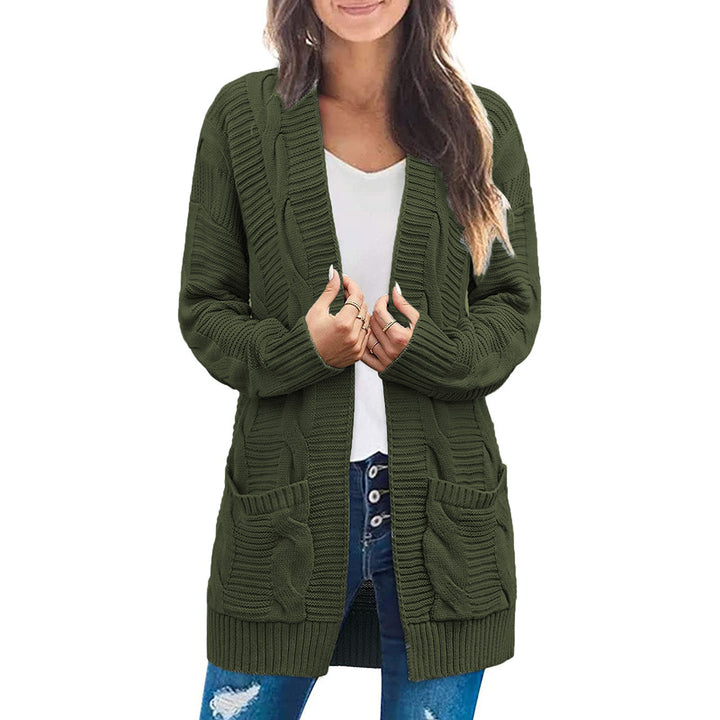 Kvinders chunky strik cardigan med lommer og struktureret stiklook Stilla