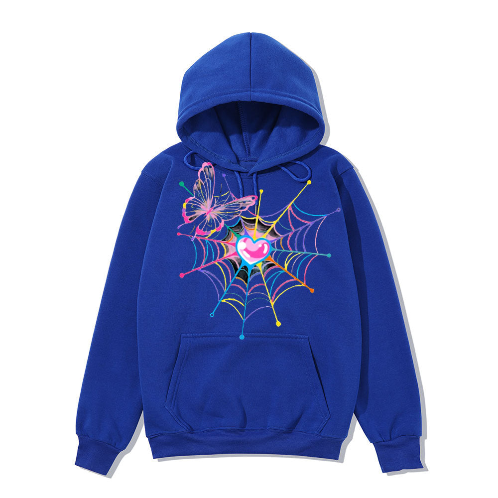 Kvinders hoodie sweatshirts med kreativ sommerfugl og spindelvævsdesign Skovae