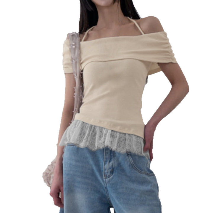 Dame Off-Shoulder Top med Ruffle Kant Skovae