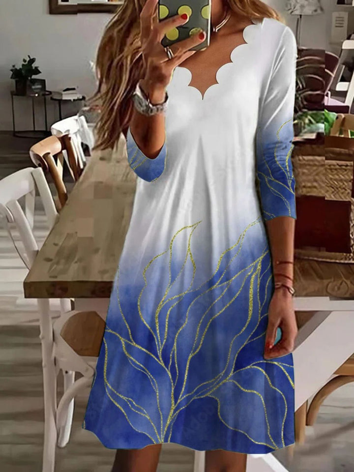 Dame Boho Maxikjole med bølgemønster og elegant udskæringsdesign Stilla