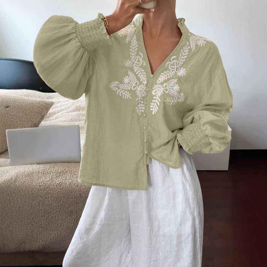 Dame Tops med broderidetaljer Stilla