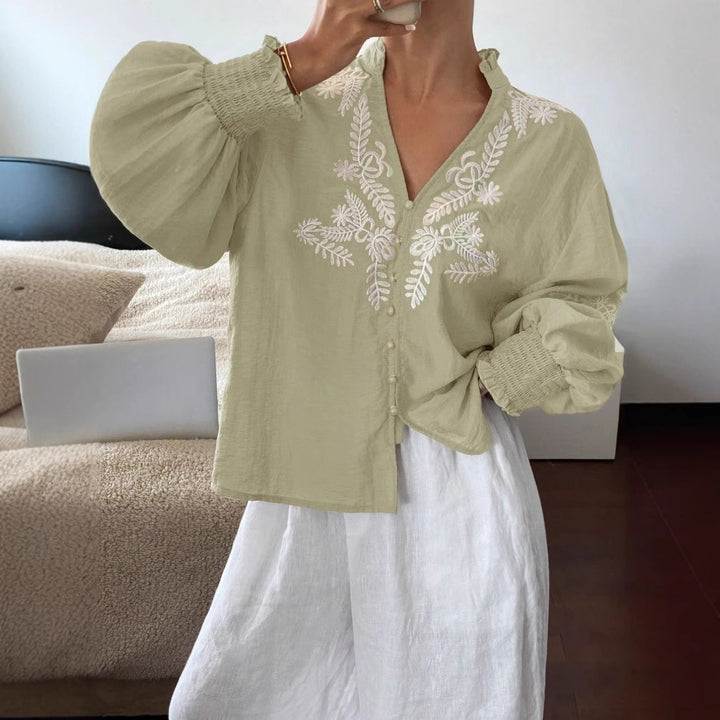 Dame Tops med broderidetaljer Stilla