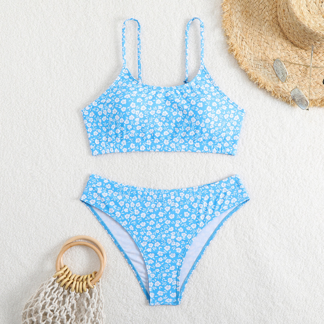 Dame Floral Print Bralette og Højtaljet-Bikini Sæt Stilla