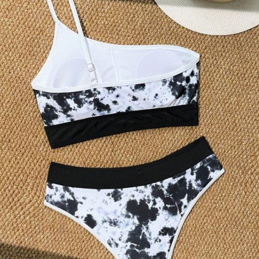 Dame En-sidet Bikini med moderne farve- og mønsterblanding Stilla