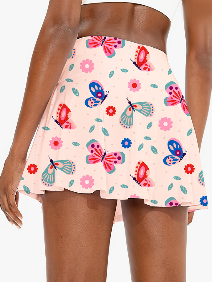 Femme Sommerfugleprint Skaternederdel Stilla
