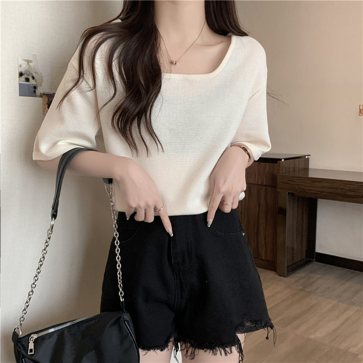 Femme Casual Oversized Strikoverdel med bred udskæring Stilla