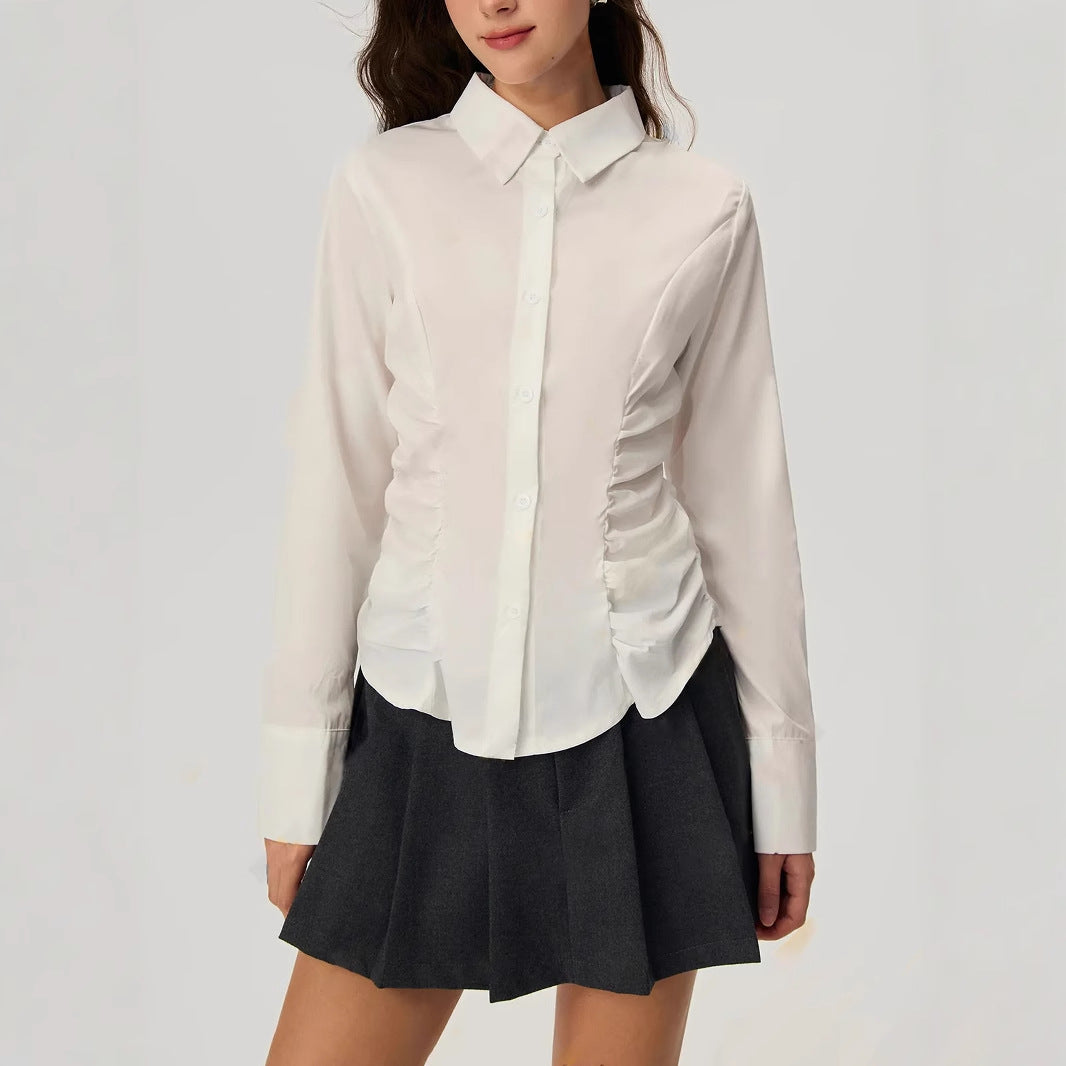 Dame elegant bluse med volangdetaljer Stilla