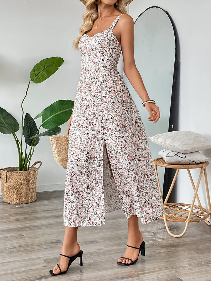 Dame blomster mønster maxikjole med justerbare stropper Stilla