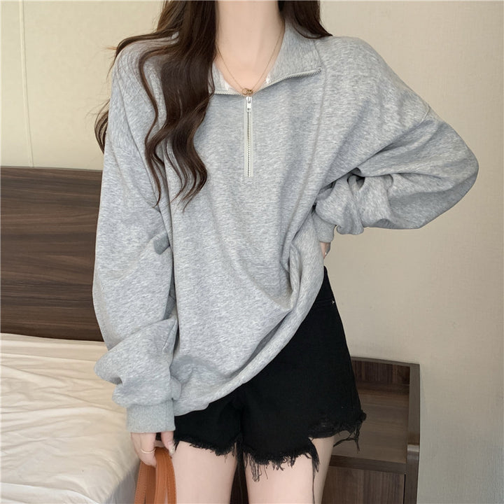 Femme Oversized Zip-Up Fleece Sweatshirt Stilla