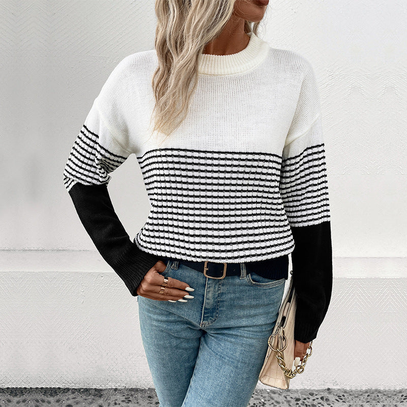 Dame stribet pullover med afslappet snit og moderne design Stilla