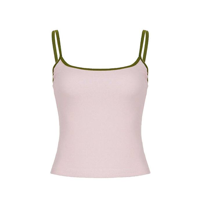 Dame Spaghetti-strop bluse med elegant kontrastkant og figursyet snit Skovae