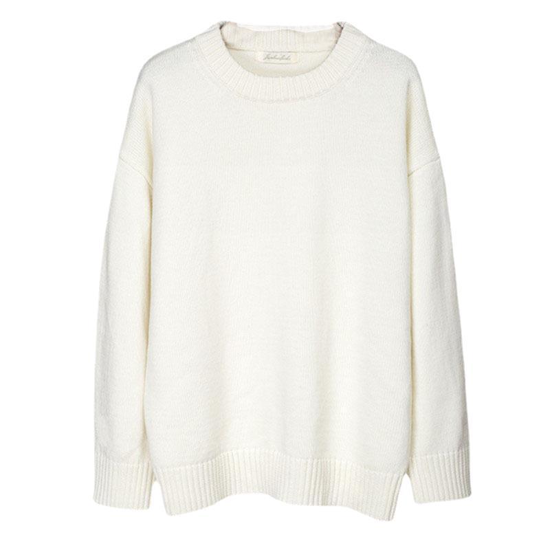 Damer Komfortabel Strik Sweater Lavet af Højkvalitets Bomuld med Rund Hals