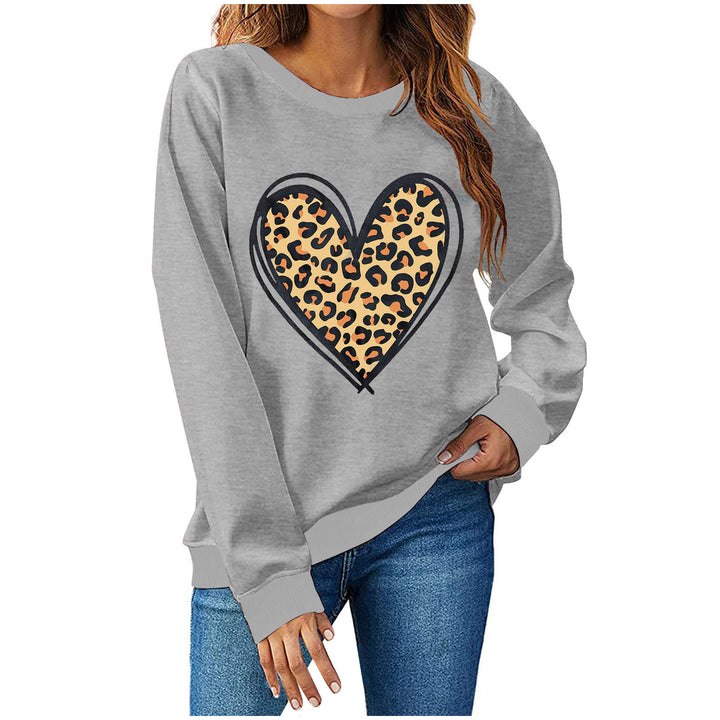 Dame sweatshirt med kreativt leopardhjerte design Stilla